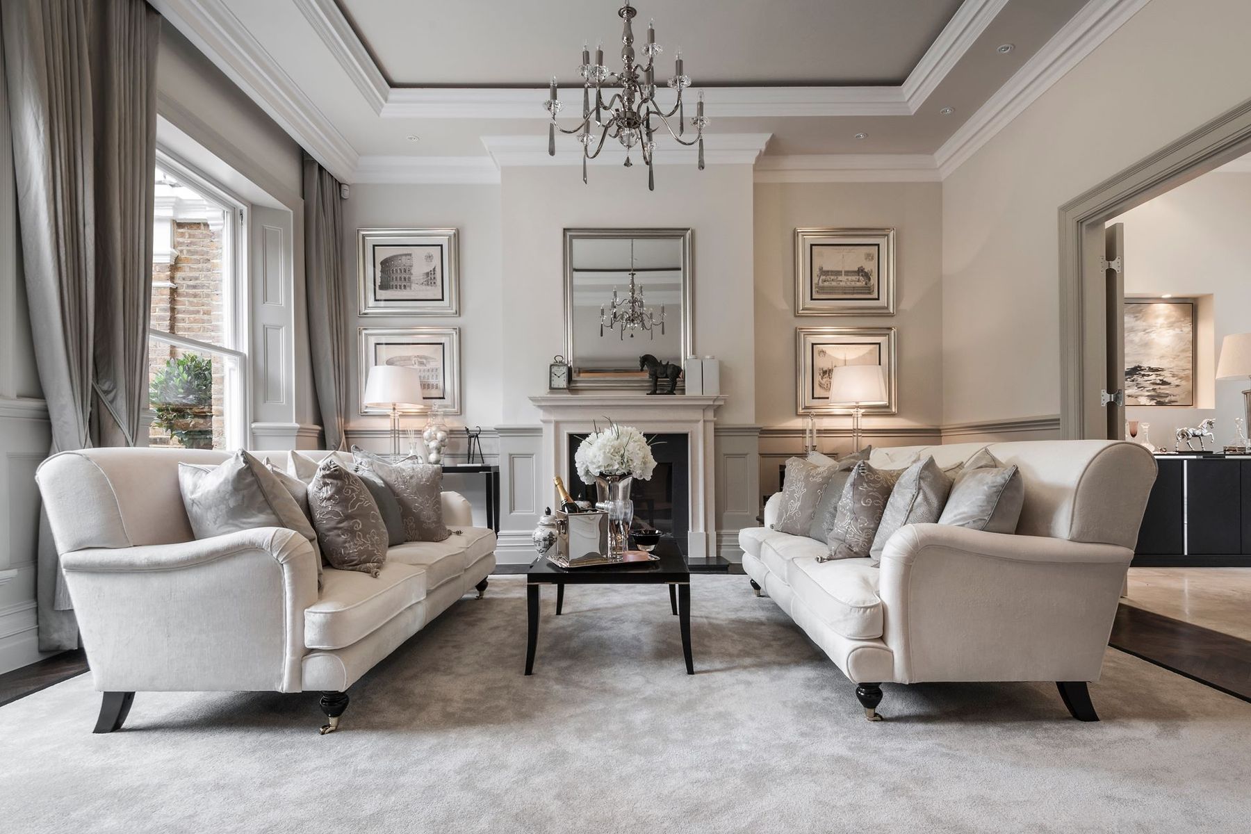 Drawing room with fireplace